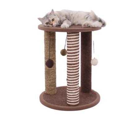 China Cheap Post Cat Tree Toys Sisal Plush Cat Tree Scratcher Wooden Pets Rascadores Para Gatos 2021 Viable for sale