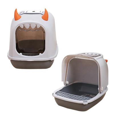 China Viable Toilet Cat Litter Box With Automatic Cleaning Scoop From Wholesale Caja De Arena Para Gato Fully Enclosed Plastic Cat for sale