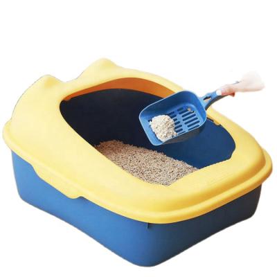 China Large Sustainable Modern Eco Friendly Plastic Pet Toilet House With Scoop Cat Litter Box Self Cleaning for sale