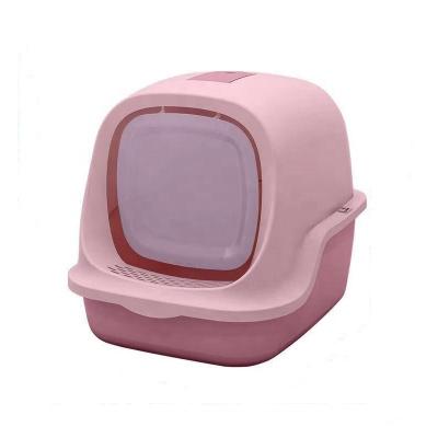 China Large Enclosed Toilet House Sustainable Litter Bin For Pet Cats Cage With Bins Cat Litter Box Self Cleaning for sale