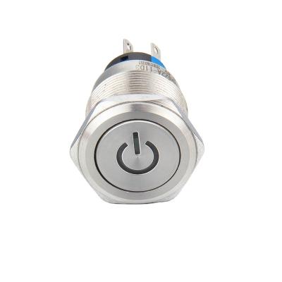 China Stainless/Chrome Plated 22mm Brass Metal Push Button Switch Led Lamp Illumination Waterproof Latching Switch for sale