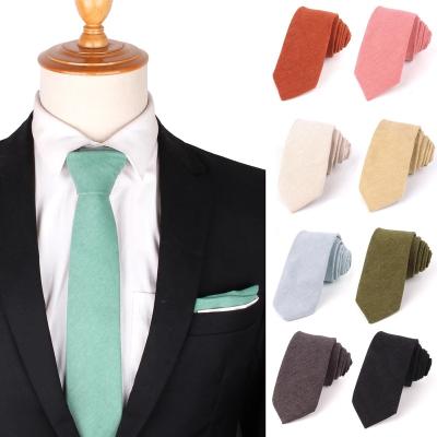 China Skinny Cotton Neck Ties For Mens Womens Casual Solid Necktie For Groom Necktie For Wedding Boys Girls Cotton Suit Tie Gravatas for sale