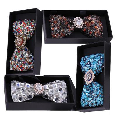 China Bowtie Set Diamond Crystal Rhinestone Bowties Men's Gift Set For Wedding Party Bowties Pre-Tied Adjustable For Men In Box For Tuxedo for sale