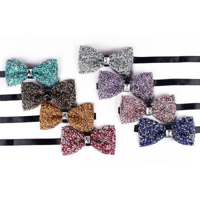 China Crystal Ties Manufacturer Ladies Shiny bow tie for wedding party with diamond for sale