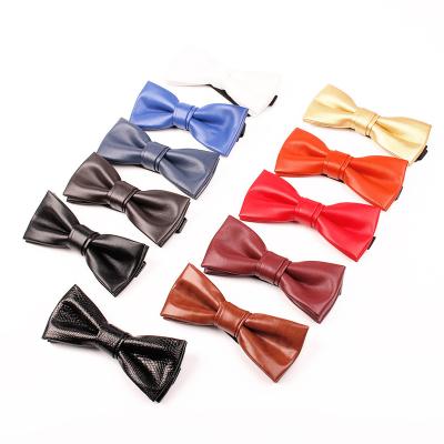 China Wholesale Fashion Handmade Yellow Solid Color Bowtie Boy Butterfly Ties Manufacturers Bowties For Men Leather Trim Bowtie for sale