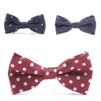 China Custom Polyester Jacquard Woven Kids Bowties Polka Dotted Tie Bows Baby Dobby Bow Tie For Boys Girls for sale