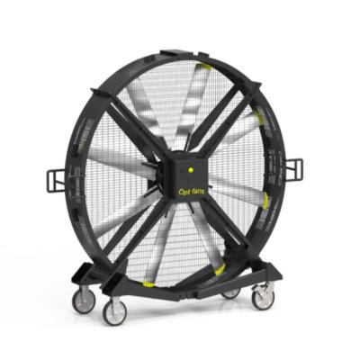 China OPT etc. wheeled black industrial aluminum alloy HVLS fan for floor for sale