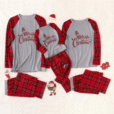 China QUICK DRY 'Merry Christmas' Tops & Plaid Pants Family Matching Pajamas Set for sale