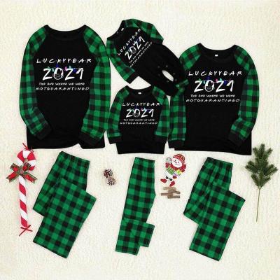 China 2021 Warm QUICK DRY Christmas Family Antiepidemic Pajamas Sets Christmas Green Plaid for sale