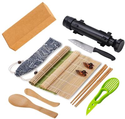 China Amazon Sustainable Hot Selling 14 Pcs Eco - Friendly DIY Bamboo Sushi Tools Making Kit for sale