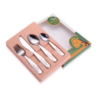 China Sustainable Factory Wholesale 304 Stainless Steel Kids Cutlery Set With Case for sale