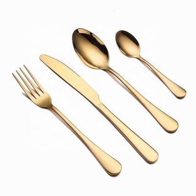 China Cheap Rose Gold Cutlery Stainless Steel Cutlery Set Spoon Fork and Knife Eco-friendly Sustainable Tangled Gold Cutlery for sale