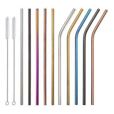 China Disposable 304 Stainless Steel Reusable Straw Eco Friendly Drinking Straw with Cleaning Brush for sale