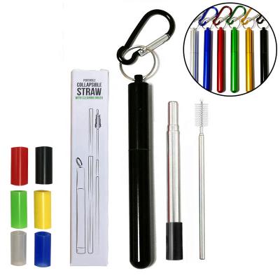 China Sustainable Wholesale Custom Retractable Folding Stainless Steel Metal Straw for sale