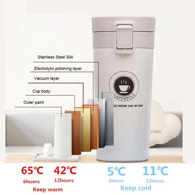 China PORTABLE 304 Stainless Steel Thermos 380ML Coffee Mug Tumbler Vacuum Thermos Travel Hot Water Bag Tea Thermocup for sale