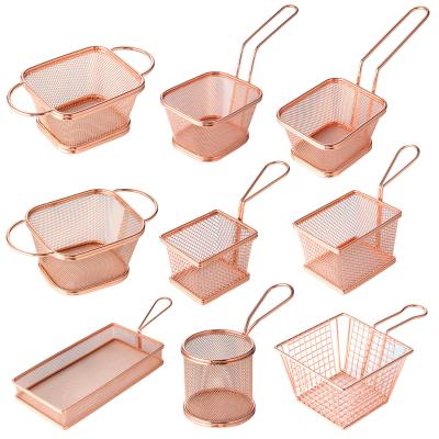 China Amazon Sale Kitchen Tools Summer 304 Stainless Steel Hot Stocked French Fries Serving Basket Frying Basket for sale