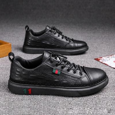 China Wholesale 2022 Trend Designer Fashion Men's PU Leather Casual Shoes Shape Sneakers To Relieve Non Slip Lace-Up Walking Shoes For Men for sale