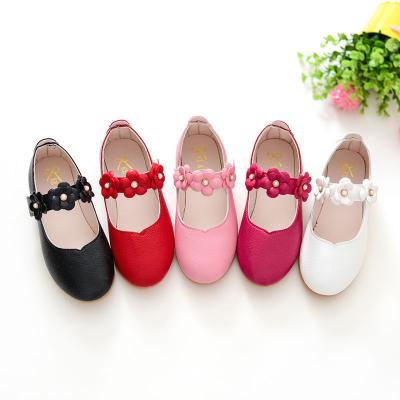 China 2022 Wholesale New Design Light PU Leather Trim Princess Flower Flats Shoes Kids Children Toddler Ballet Flats Dress Dress for sale