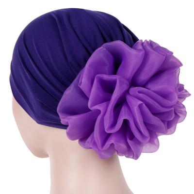 China 2022 Multi-Function Wholesale Large Flower Muslim Chemo Turban Cap Inner Muslim Head Cap Turban Hijab Female Head Wraps Fashion Hats For Muslim Women for sale