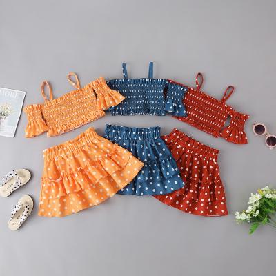 China Breathable 2022 Fashion Toddler Kids Baby Clothes Sets Floral Ruffle Strap Top+Boho Shorts Skirt Summer Outfit Clothes Two Piece Set for sale