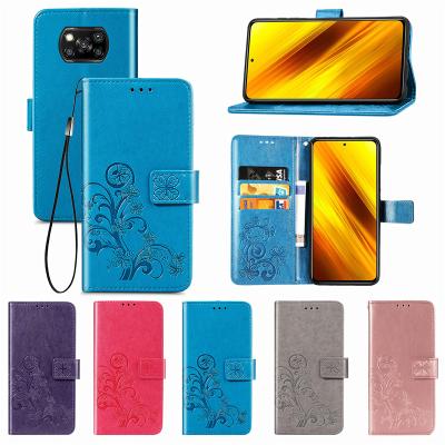 China Flower Premium Soft Phone Flip Phone Cover Fashion TPU Case Leather Mobile Phone For Xiaomi Poco X3 NFC for sale