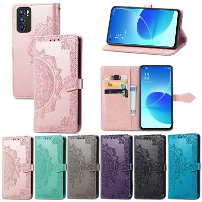 China Flowers Soft TPU Flip Cell Phone Stand Flip Phone Cover Datura Leather Case For OPPO Reno 6 Pro Plus for sale