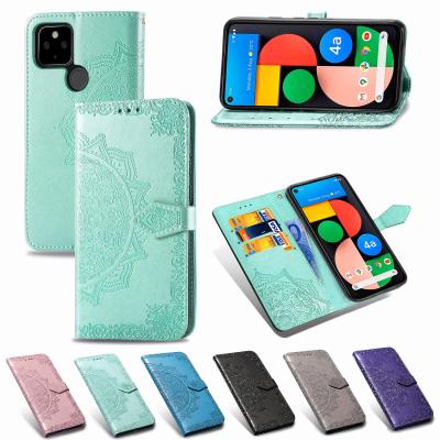 China Flowers Soft TPU Flip Cell Phone Stand Case Flip Phone Cover Datura Leather For Google Pixel5/Pixel5 XL/Pixel5 XL 5G/Pixel5 4A 5G/ for sale