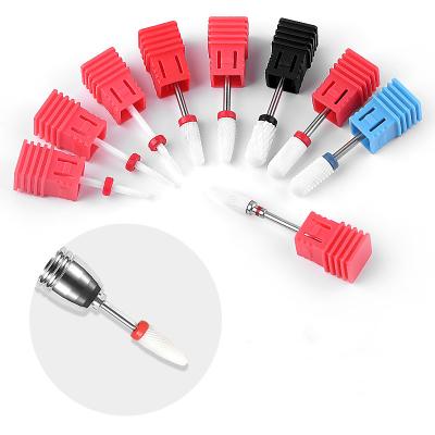 China Nail Polishing High Popular White Ceramic Type Nail Drill Bits Abrasive Ceramic Nail Drill Bits for sale