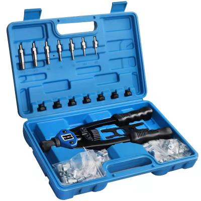 China 110pcs Multi Functional Hand Riveter Rivet Nut Machine Gun Manuals Tool Kit 7 Sizes Nosepiece M3-M12 Riveting Tools for sale