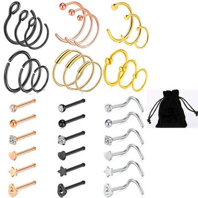 China 2021 Advance Wholesale Nose Dangling Rings Piercing Jewelry Nose Slaps Butterfly Piercing Jewelry Pin Nose Rings Bulk for sale