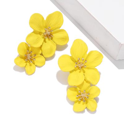 China 2021 New Fashion Style Bohemian Jewelry Women Bohemian Jewelry Hot Selling Cute Bohemian Flower Stud Earrings Double for sale