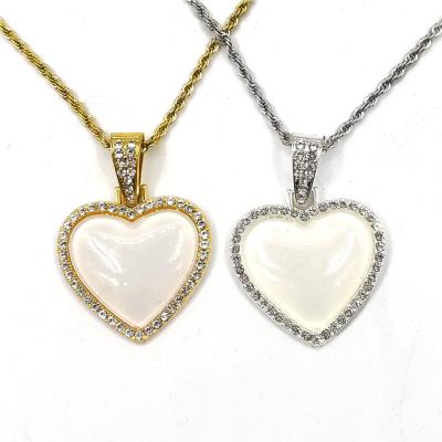 China Hiphop 2021 New Heart Sublimation Necklace Hip Hop Jewelry Necklace Sublimation Necklace Blanks for sale