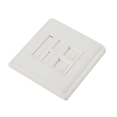 China Fit For Keystone Jack RJ45 Outlet Plates Cheap Price Rj45 White Dual Port Plate Faceplate Double Wall Faceplate With Keystone for sale