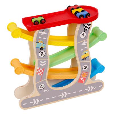 China Educational toys for children Customized Early Educational Toy Wooden Ramp Racer Tower Toys Track Ladder Wooden Track Sliding Tower Factory for sale