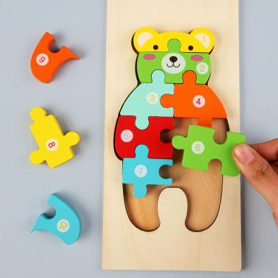 China Cartoon Toy Carton 3d Jigsaw Wooden Puzzles For Toddler Kids And Learning Children's Hand-held Montessori Games Educational Toys traffic for sale