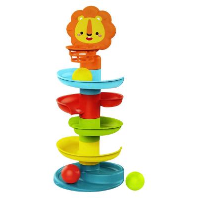 China Available New education music sliding tower rolling ball shooting track plastic stack cup toy stacking cups baby toys for sale