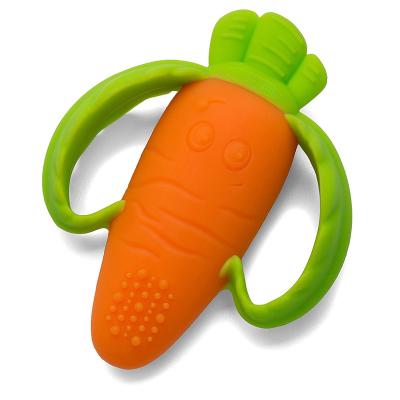 China Child Toy Gifts Customized Children Silicone Toys Custom Organic Dentition Silicone Baby Teether Carrot for sale