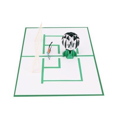 China Europe Paper Craft Football Theme Happy Birthday Laser Cut 3d Noise Greeting Cards for sale