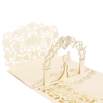 China Europe Personalized 3d Pop Up Handmade Wedding Invitation Pop Up Greeting Card for sale