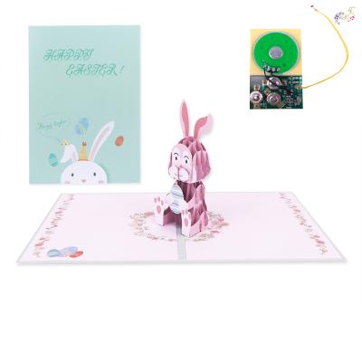 China Europe Rabbit And Musical Eggs 3D Happy Birthday Invitation Gift Card Decoration for sale