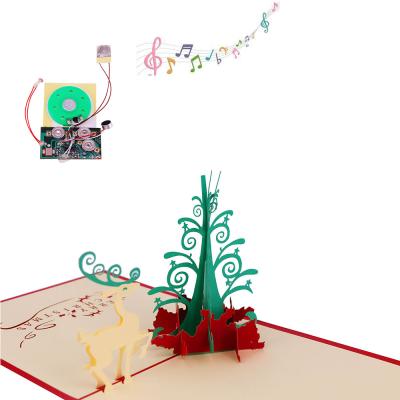 China Europe Christmas Blank Beer and Tree Chip Pop Up Greeting Gift 3D Music Map for sale