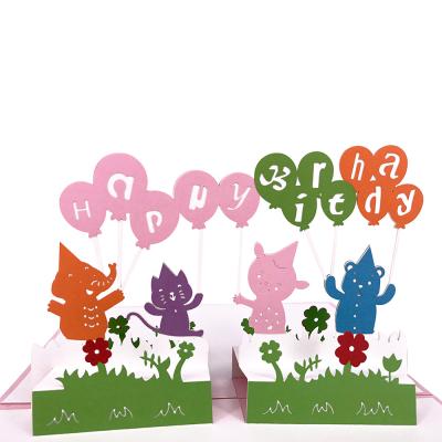 China Europe factory laser cut 3d led light and musical happy birthday music greeting card for sale