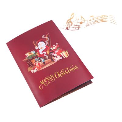 China Europe Santa Christmas Hot Sale Invitation Sliding Touch Luxury Music Greeting Cards For Holidays for sale