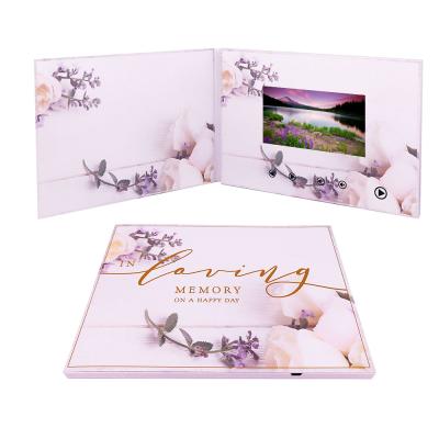 China Europe custom 5 inch purple flower wedding card design video greeting card for sale