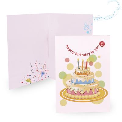 China Europe Hot Musical Foil Birthday Cake Birthday Invitation Gift Voucher With Customized Music for sale