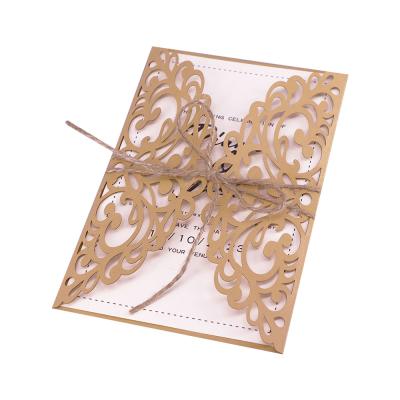 China Luxury Handmade Happy Wedding Europe Invitation Greeting Cards Laser Cut Custom for sale