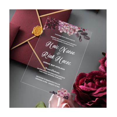 China Europe Elegant Custom Printing Acrylic Flower Leaf Wedding Invitation Greeting Cards for sale