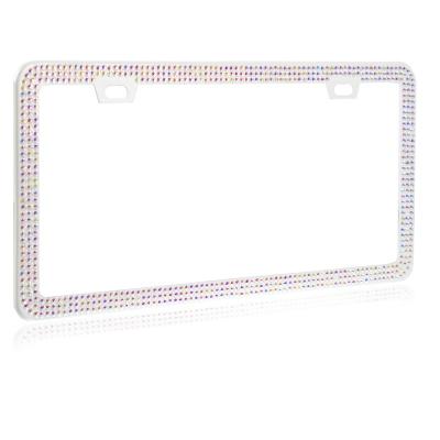 China NO Diamond-encrusted beauty gauge unobstructed SuperFlash car license plate frame trendy talent car decoration for sale