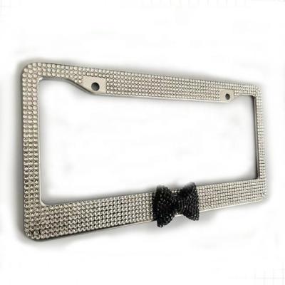 China NO Diamond-encrusted American cute bow license plate frame fashion car license plate appearance decoration frame sparkling car l for sale