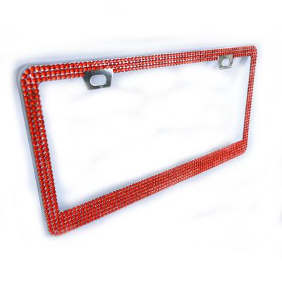 China NO Diamond-encrusted beauty gauge unobstructed SuperFlash car license plate frame trendy talent car decoration for sale